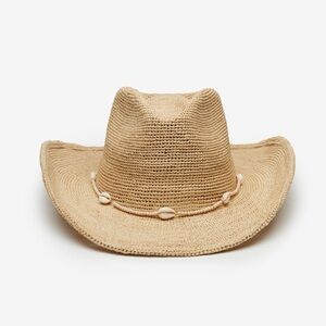 Wyeth Reed in Natural Raffia Crochet Cowboy Shell Hat